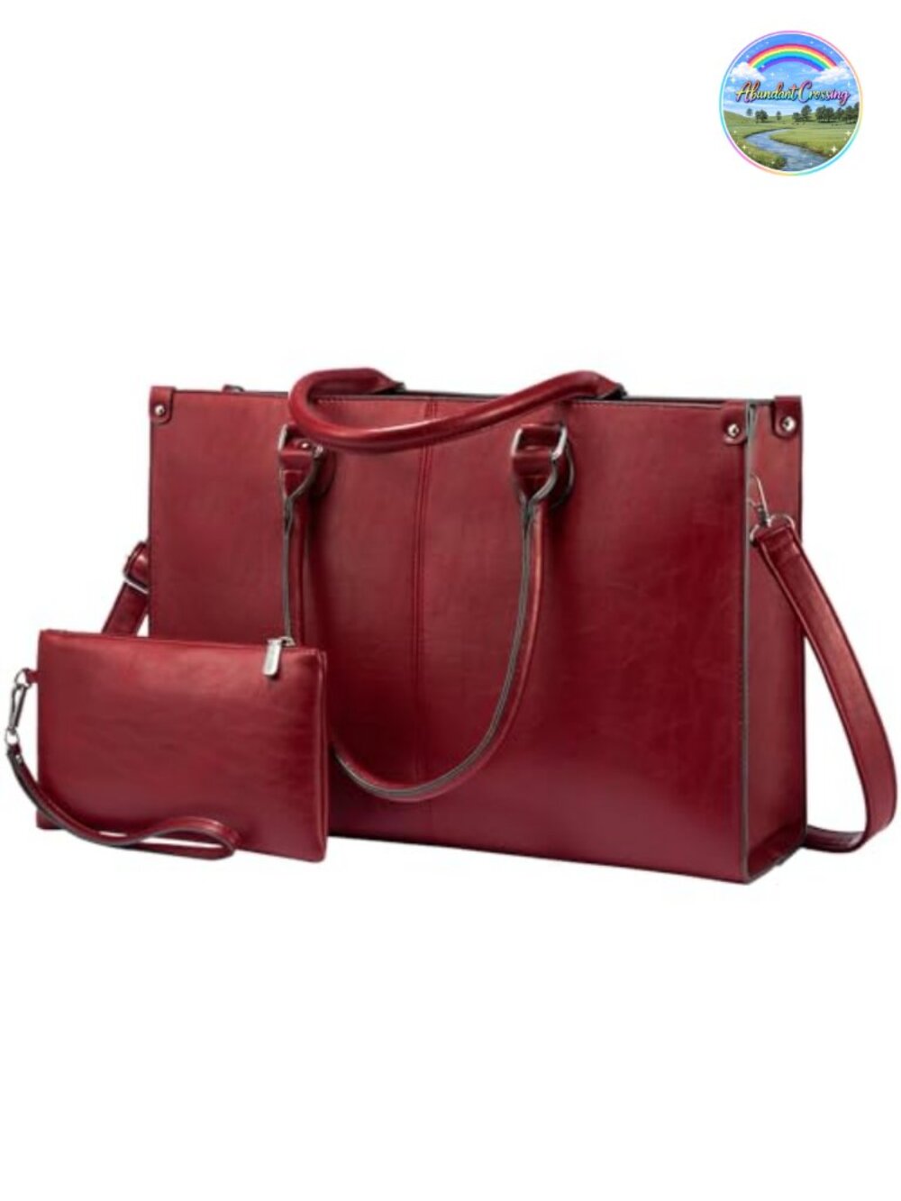 LOVEVOOK 15.6" Laptop Tote Bag Water-Resistant Vintage PU Leather Work Purse
